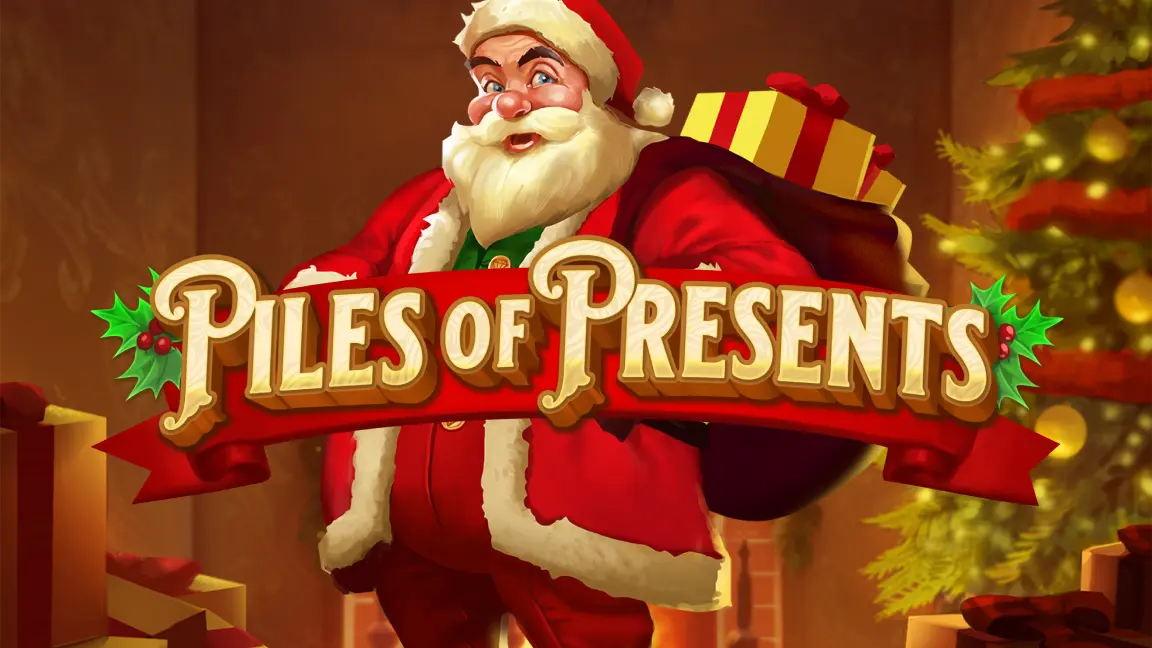 The promotional header for Piles of Presents, an online slot game on Betty.ca.