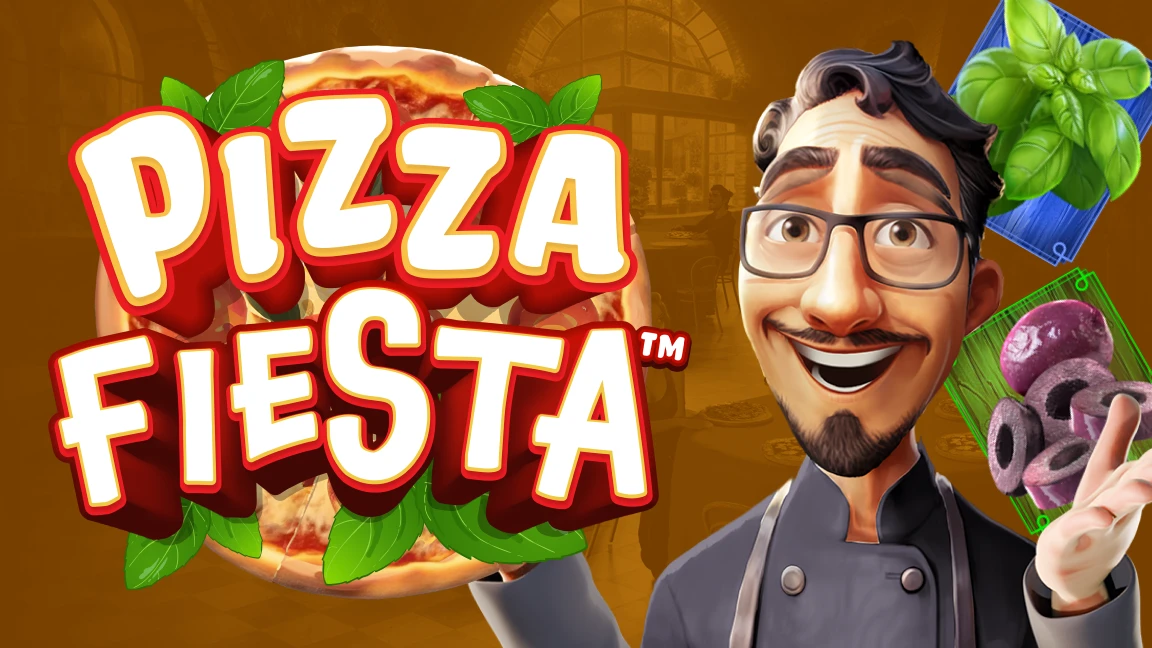 The promotional header for Pizza Fiesta™, an online slot game on Betty.ca.