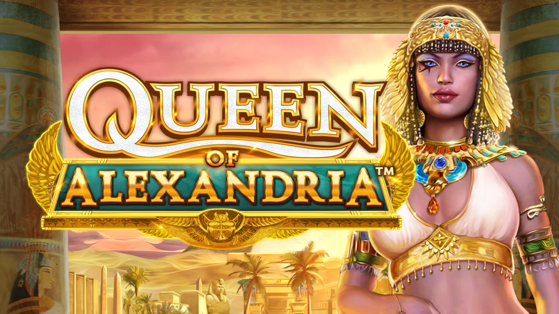 The promotional header for Queen of Alexandria, an online slot game on Betty.ca.