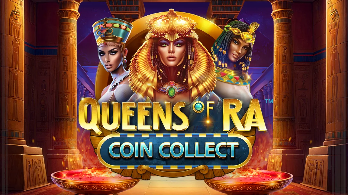 The promotional header for Queens of Ra: Coin Collect™, an online slot game on Betty.ca.