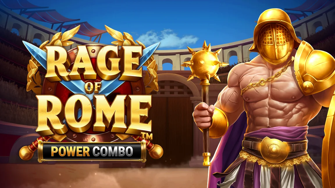 The promotional header for Rage Of Rome POWER COMBO™, an online slot game on Betty.ca.
