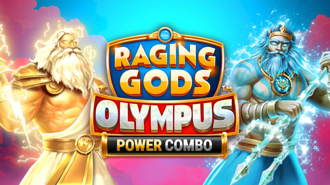The promotional header for Raging Gods: Olympus™ Power Combo, an online slot game on Betty.ca.
