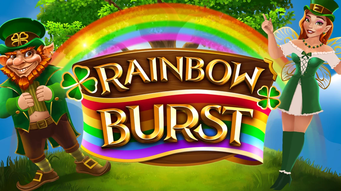 The promotional header for Rainbow Burst, an online slot game on Betty.ca.
