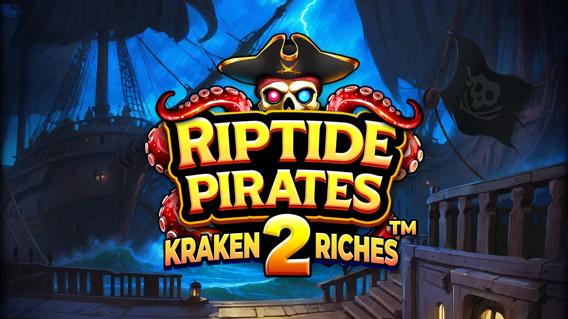 The promotional header for Riptide Pirates 2 Kraken Riches™, an online slot game on Betty.ca.