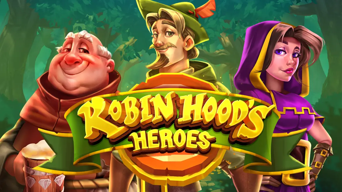 The promotional header for Robin Hood’s Heroes, an online slot game on Betty.ca.