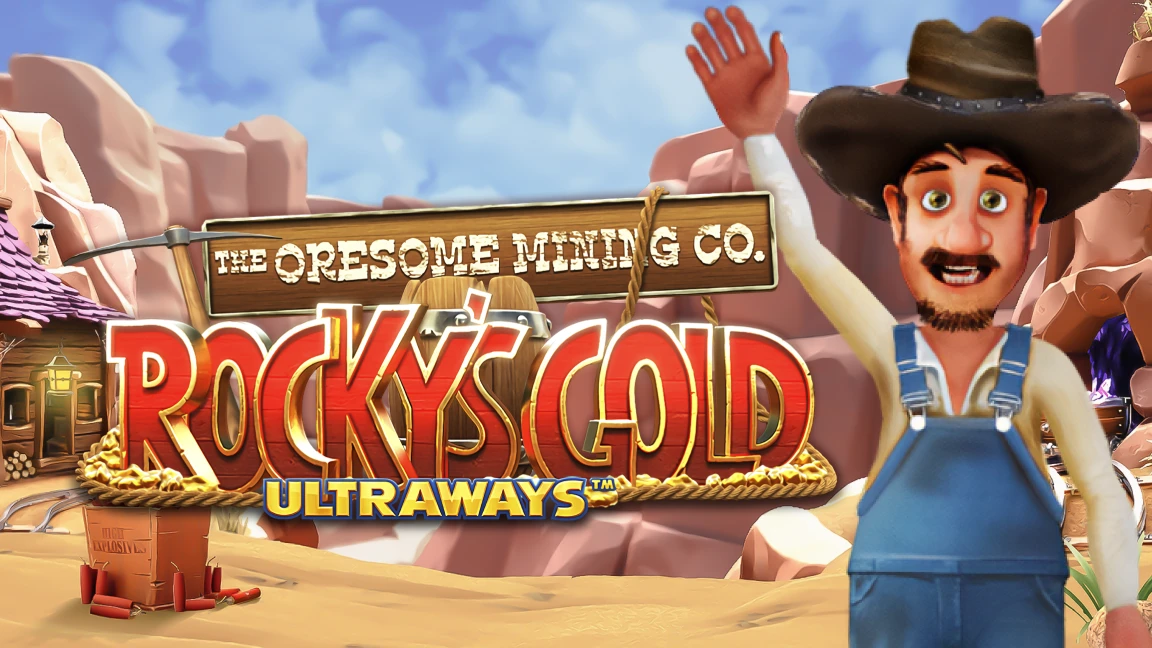 The promotional header for Rocky's Gold Ultraways™, an online slot game on Betty.ca.