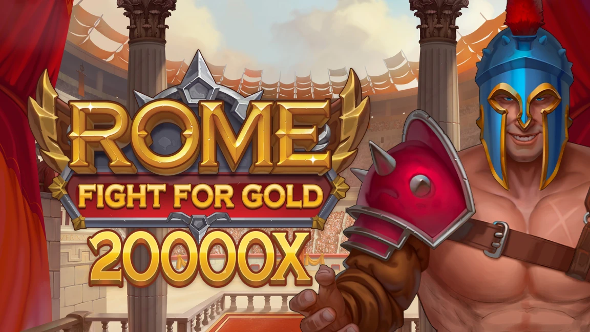 The promotional header for Rome: Fight For Gold, an online slot game on Betty.ca.