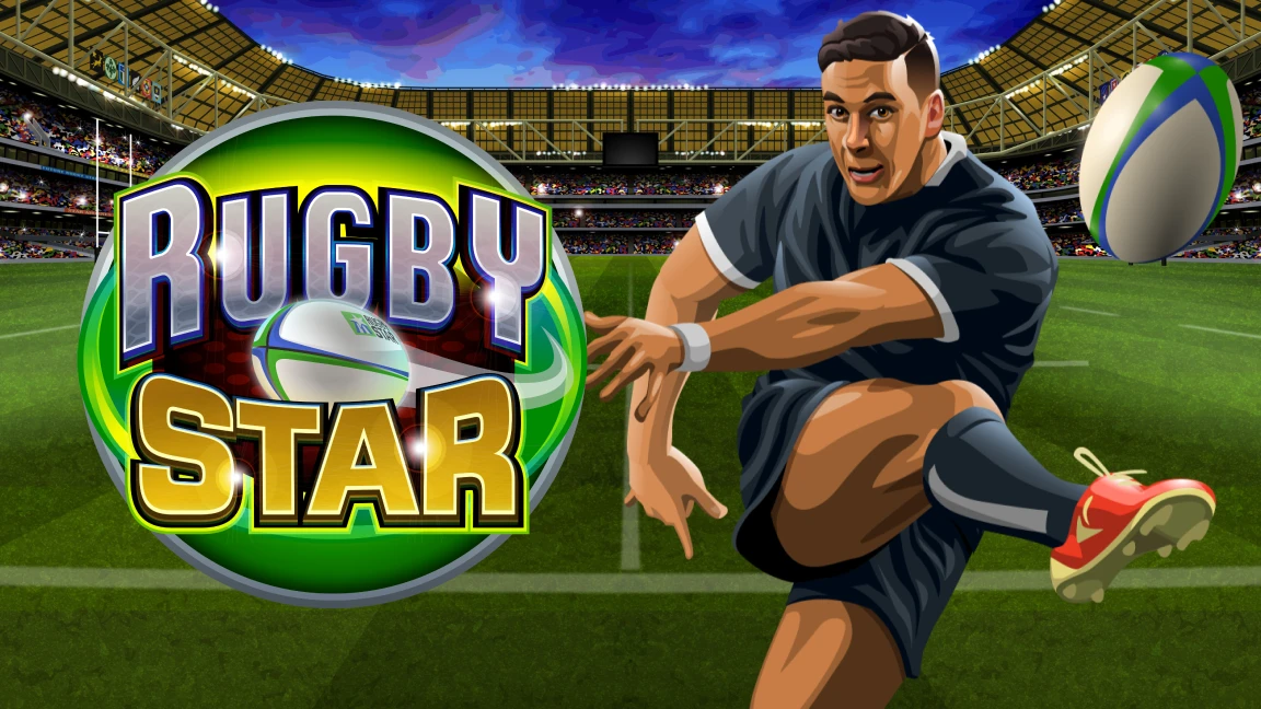The promotional header for Rugby Star, an online slot game on Betty.ca.
