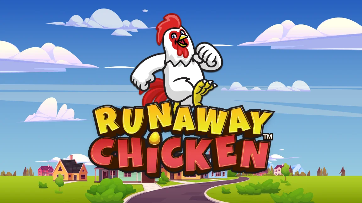 The promotional header for Runaway Chicken, an online slot game on Betty.ca.