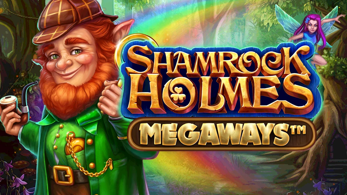 The promotional header for Shamrock Holmes MEGAWAYS™, an online slot game on Betty.ca.