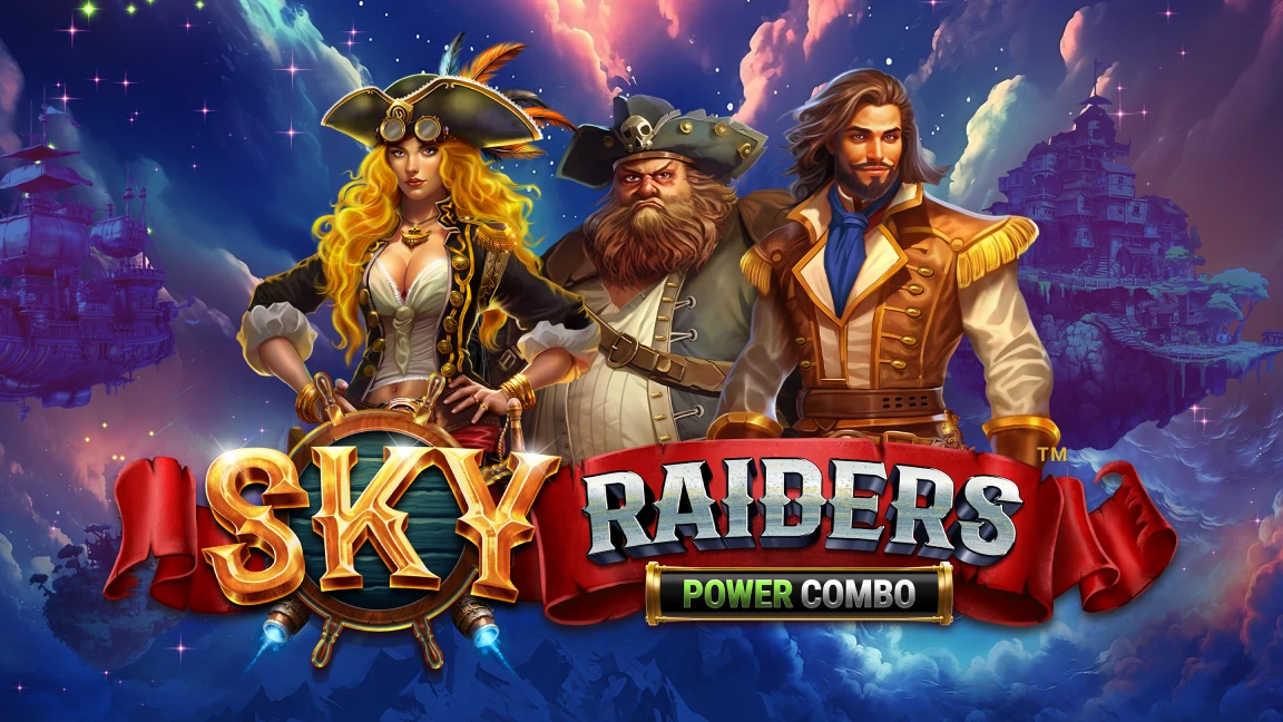 The promotional header for Sky Raiders POWER COMBO™, an online slot game on Betty.ca.