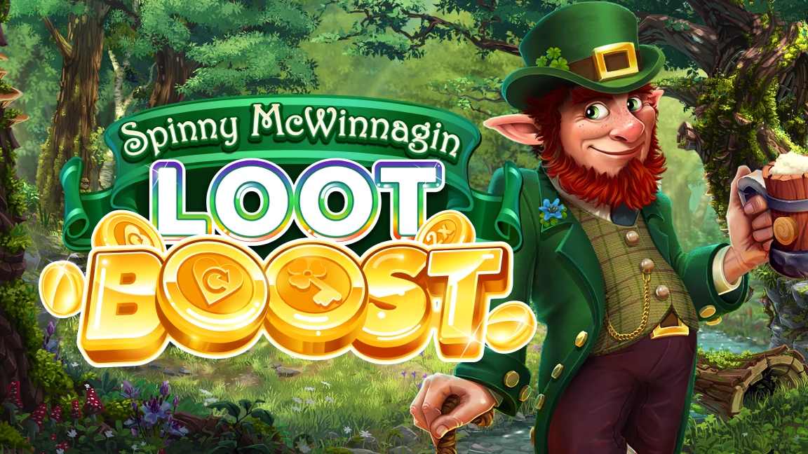 The promotional header for Spinny McWinnagin Loot Boost™, an online slot game on Betty.ca.