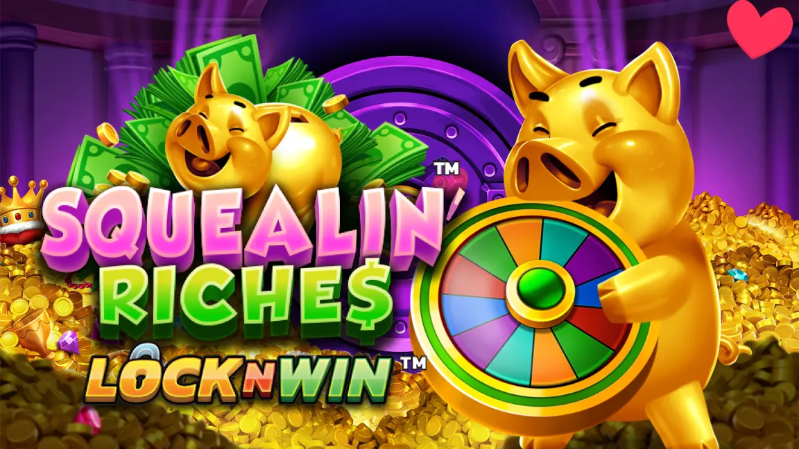 The promotional header for Squealin' Riches, an online slot game on Betty.ca.