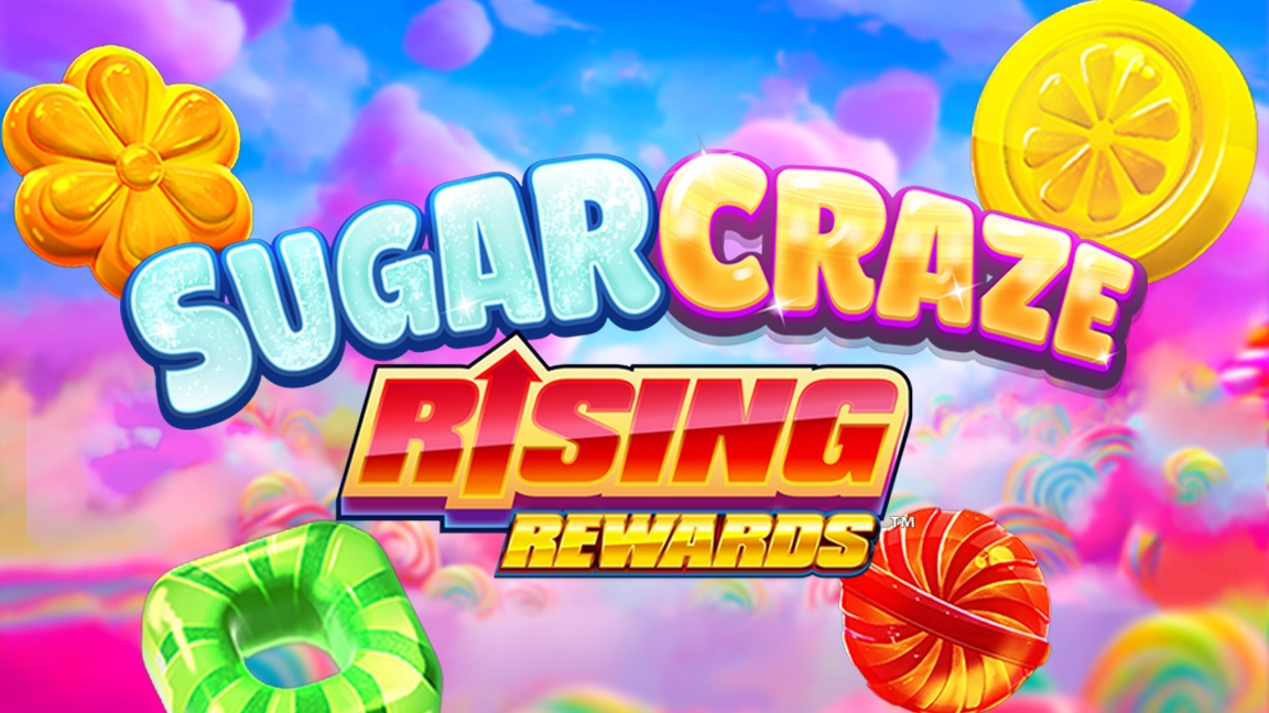 The promotional header for Sugar Craze Rising Rewards, an online slot game on Betty.ca.