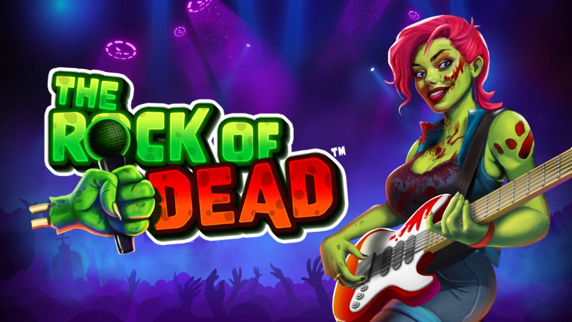 The promotional header for The Rock of Dead™, an online slot game on Betty.ca.