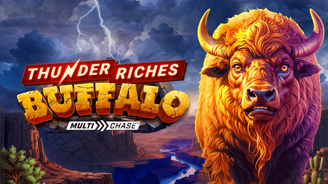 The promotional header for Thunder Riches: Buffalo™, an online slot game on Betty.ca.