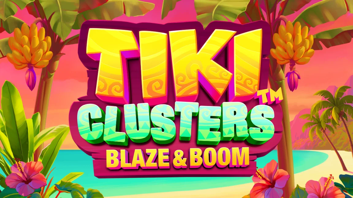 The promotional header for Tiki Clusters Blaze & Boom™, an online slot game on Betty.ca.