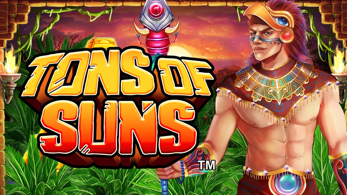 The promotional header for Tons of Suns™, an online slot game on Betty.ca.