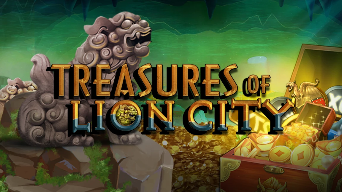 The promotional header for Treasures of Lion City, an online slot game on Betty.ca.