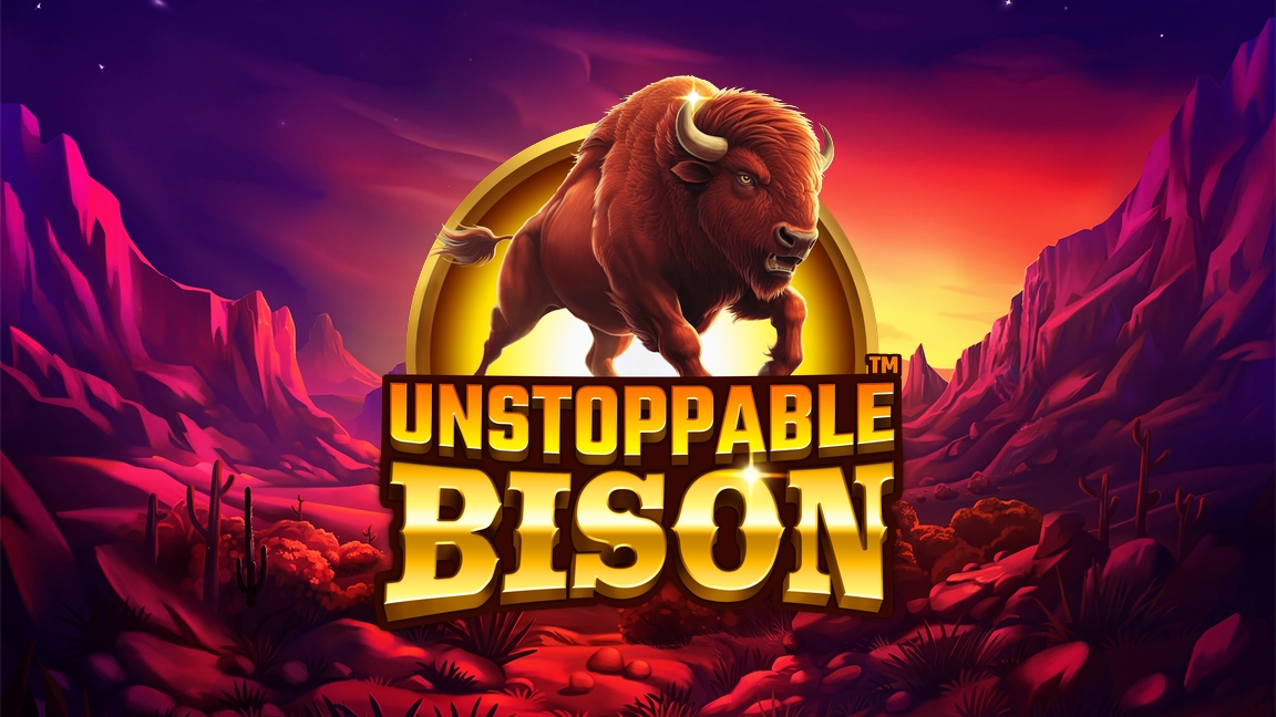 The promotional header for Unstoppable Bison™, an online slot game on Betty.ca.