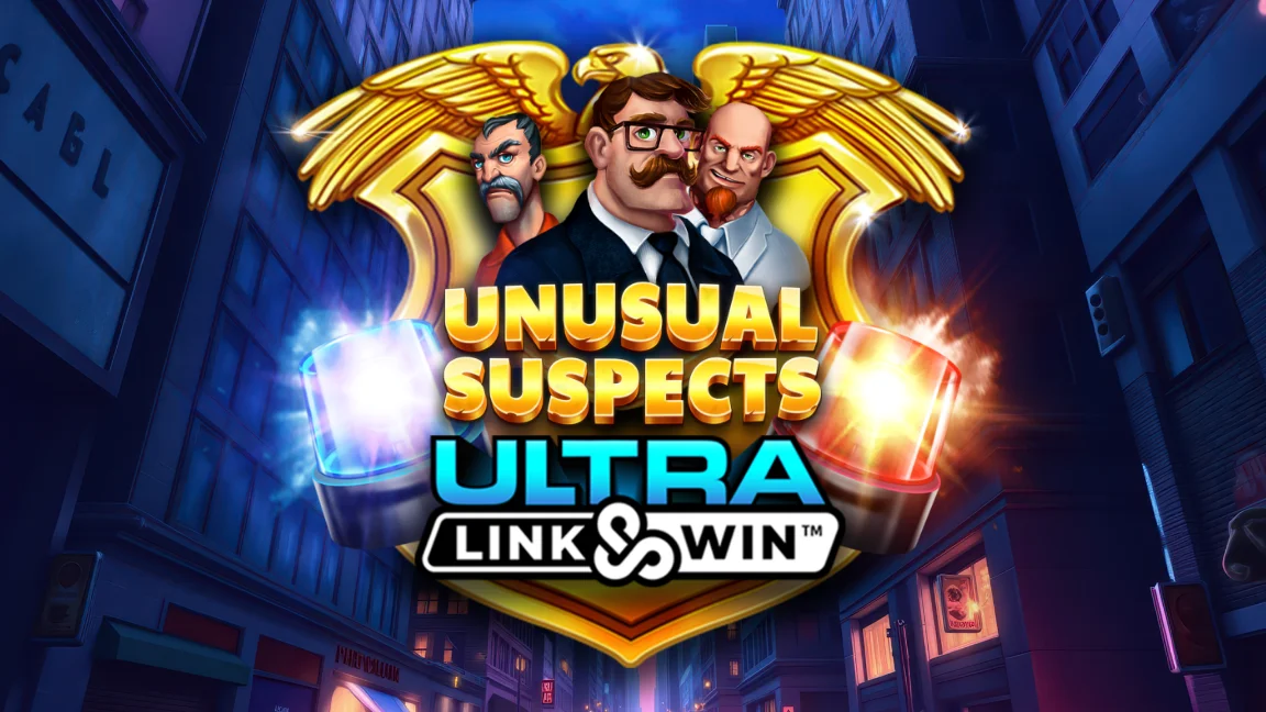 The promotional header for Unusual Suspects Ultra Link&Win™, an online slot game on Betty.ca.