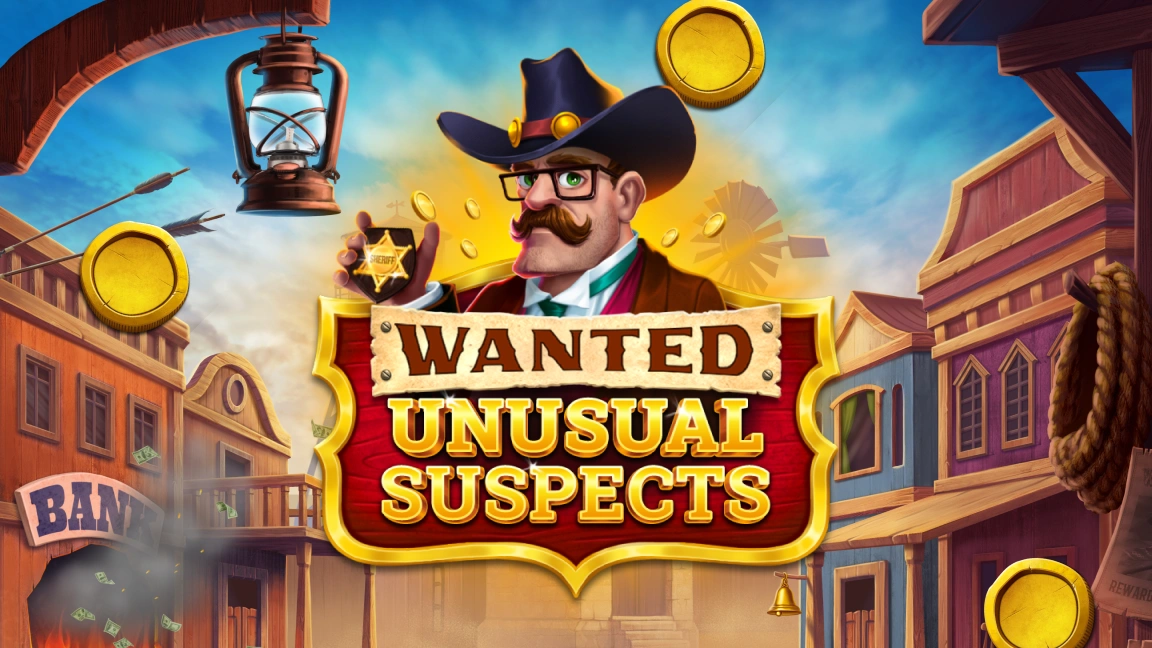 The promotional header for Wanted Unusual Suspects™, an online slot game on Betty.ca.