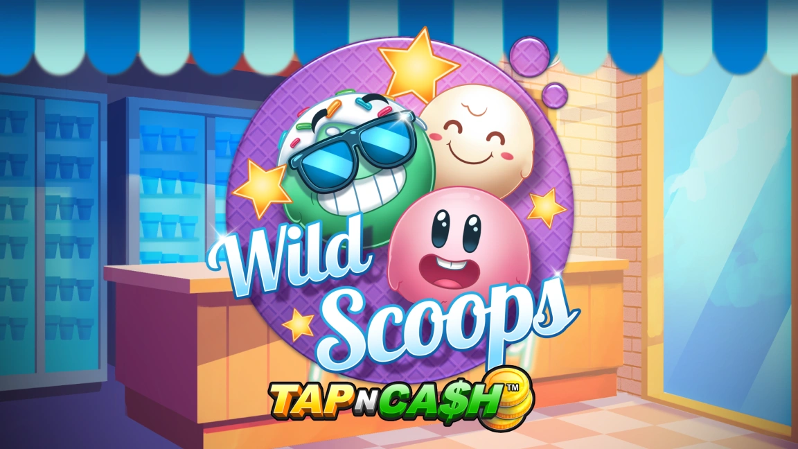 The promotional header for Wild Scoops - Tap n Cash™, an online slot game on Betty.ca.