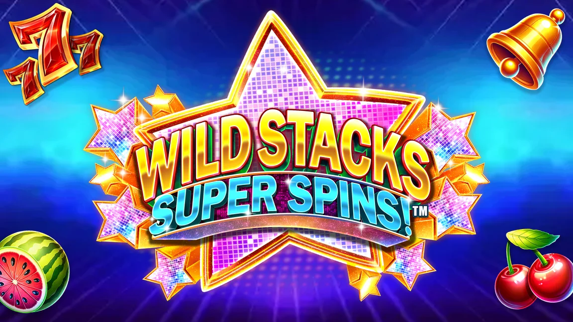 The promotional header for Wild Stacks Super Spins, an online slot game on Betty.ca.