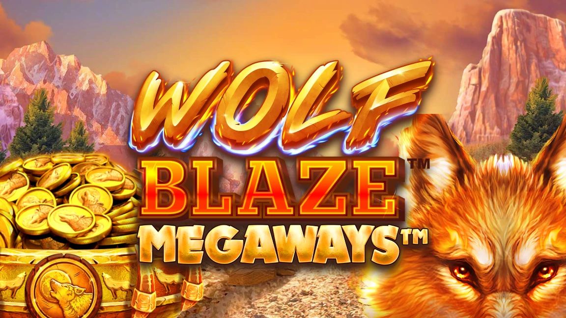 The promotional header for Wolf Blaze Megaways, an online slot game on Betty.ca.