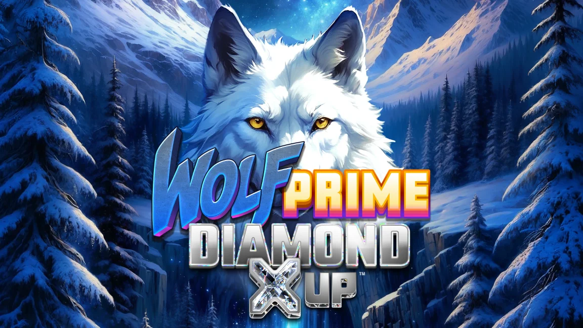 The promotional header for Wolf Prime Diamond X UP™, an online slot game on Betty.ca.