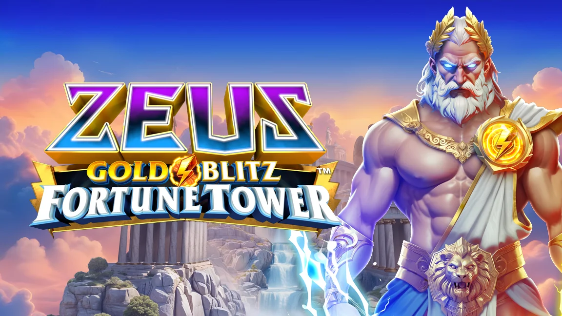 The promotional header for Zeus Gold Blitz Fortune Tower™, an online slot game on Betty.ca.