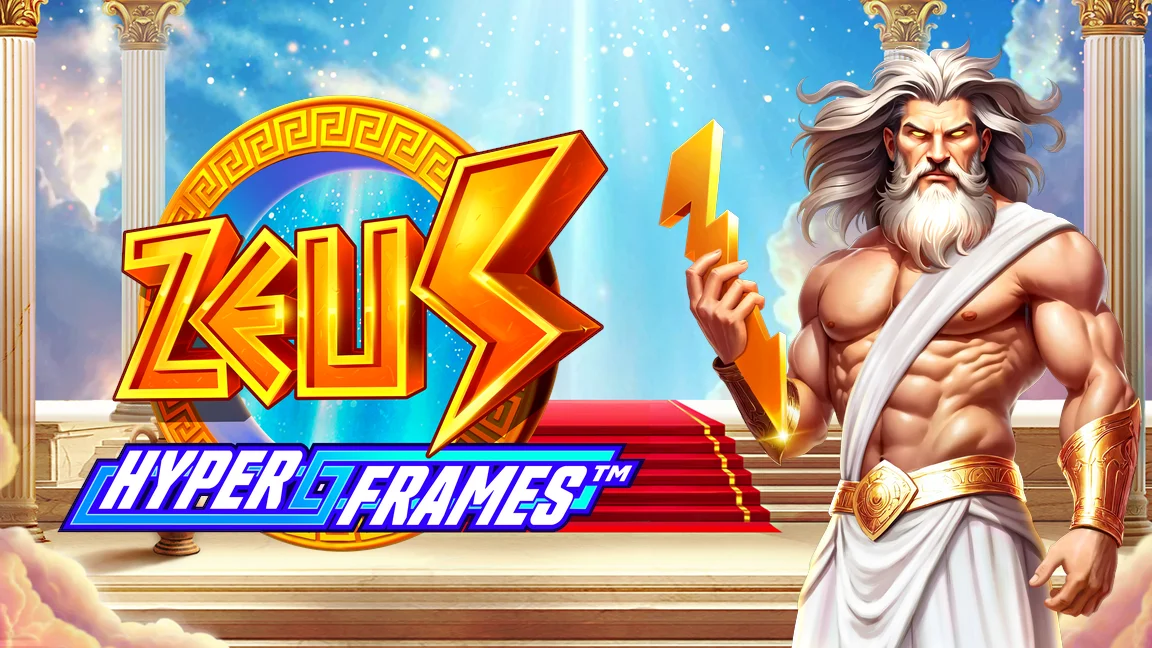 The promotional header for Zeus Hyper Frames™, an online slot game on Betty.ca.