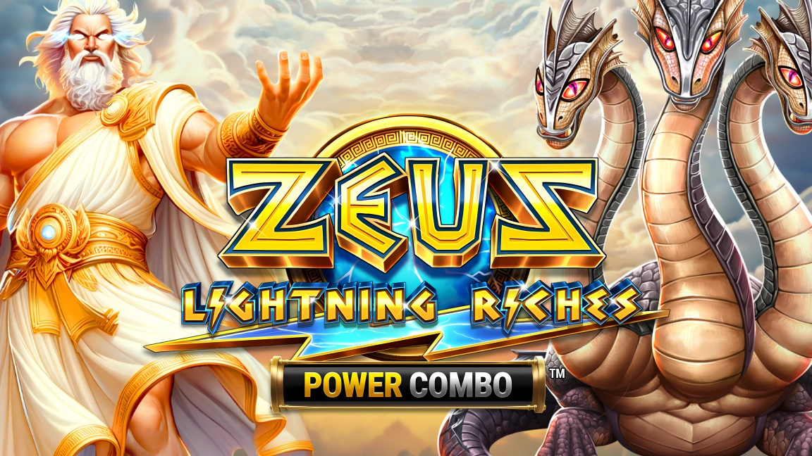 The promotional header for Zeus Lightning Riches Power Combo™, an online slot game on Betty.ca.