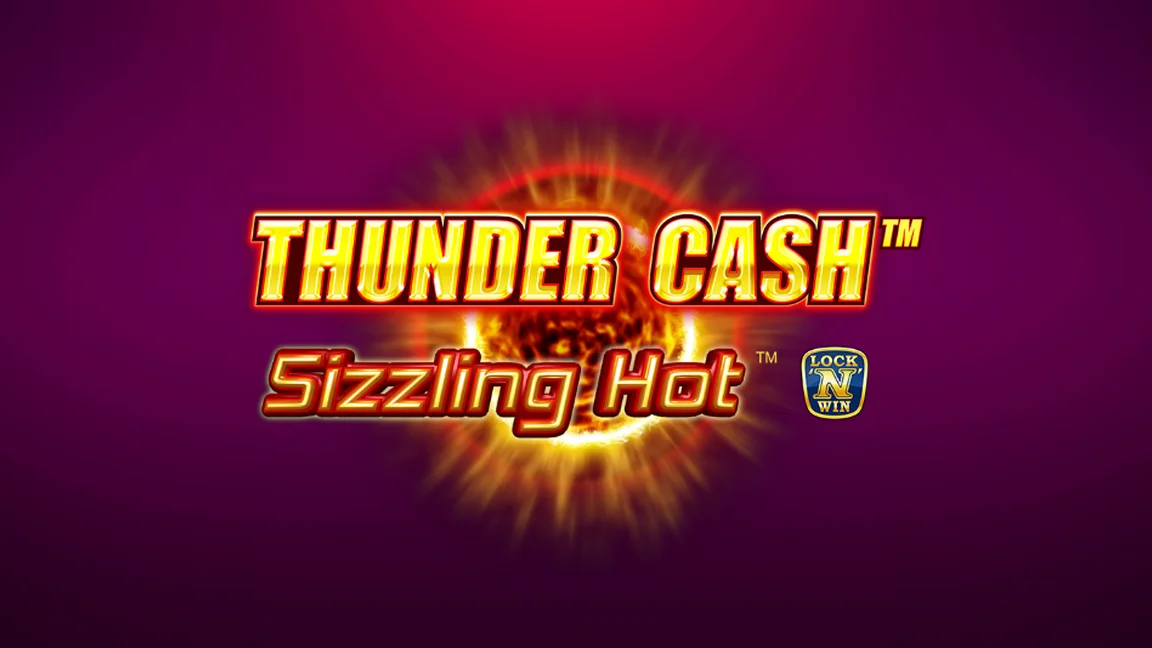 The promotional header for Thunder Cash™  - Sizzling Hot, an online slot game on Betty.ca.