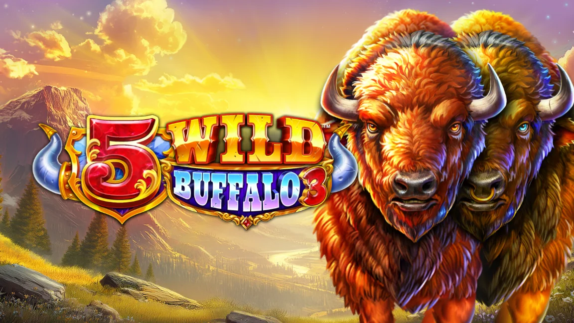 The promotional header for 5 Wild Buffalo 3, an online slot game on Betty.ca.