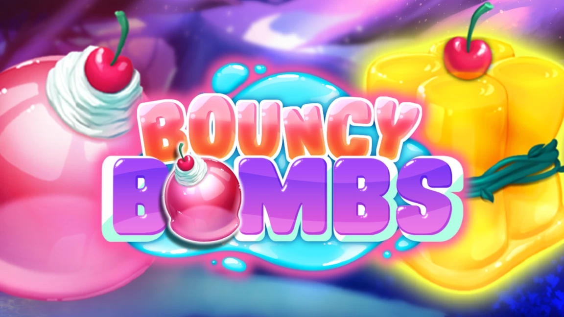 The promotional header for Bouncy Bombs, an online slot game on Betty.ca.