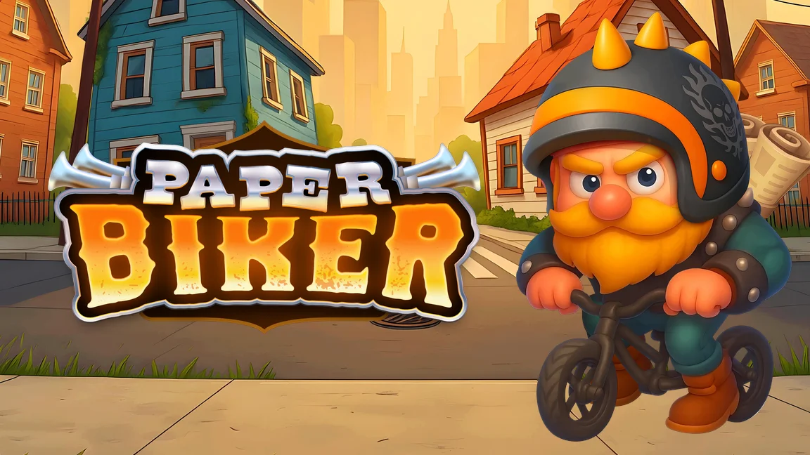 The promotional header for Paper Biker, an online slot game on Betty.ca.