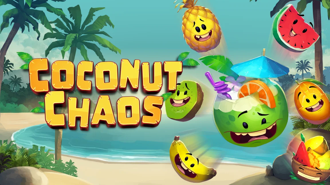 The promotional header for Coconut Chaos, an online slot game on Betty.ca.