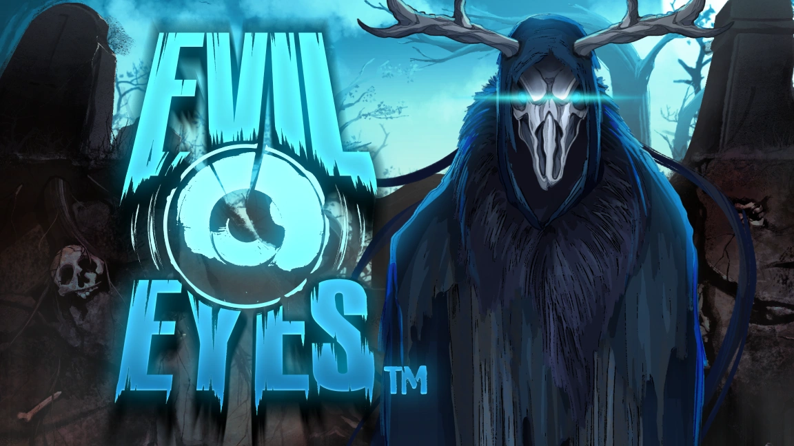 The promotional header for Evil Eyes, an online slot game on Betty.ca.