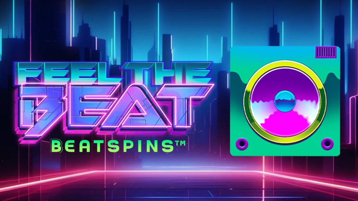 The promotional header for Feel the Beat, an online slot game on Betty.ca.
