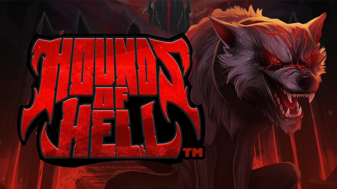 The promotional header for Hounds of Hell, an online slot game on Betty.ca.