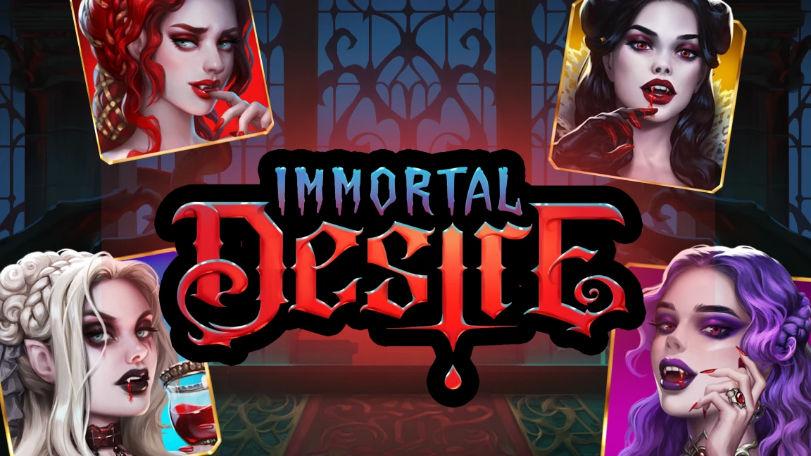 The promotional header for Immortal Desire, an online slot game on Betty.ca.
