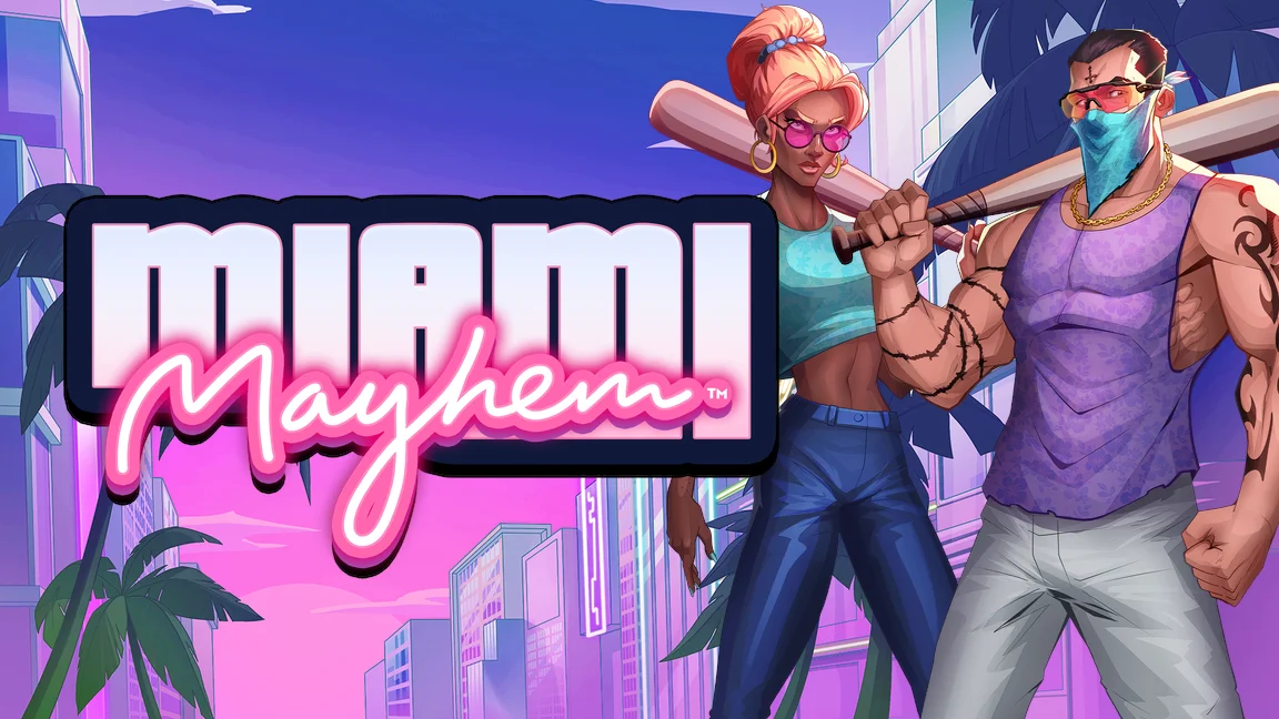 The promotional header for Miami Mayhem™, an online slot game on Betty.ca.