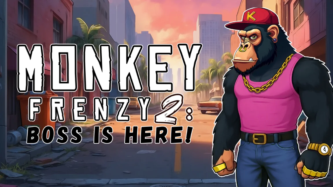 The promotional header for Monkey Frenzy 2: Boss is Here!, an online slot game on Betty.ca.