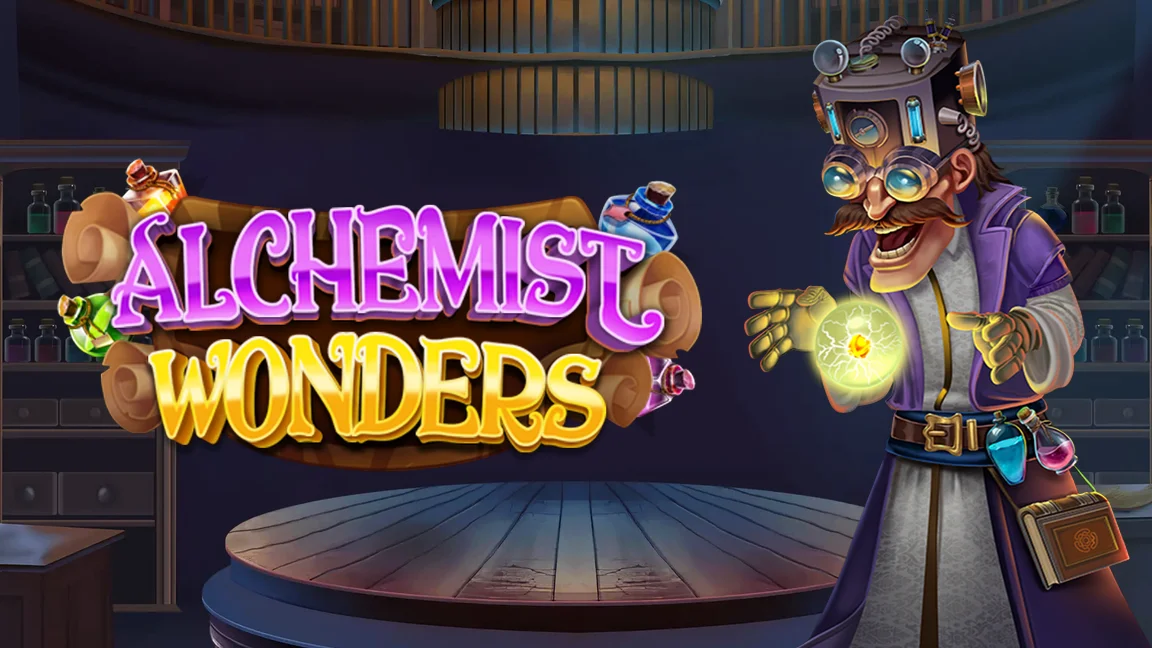 The promotional header for Alchemist Wonders, an online slot game on Betty.ca.