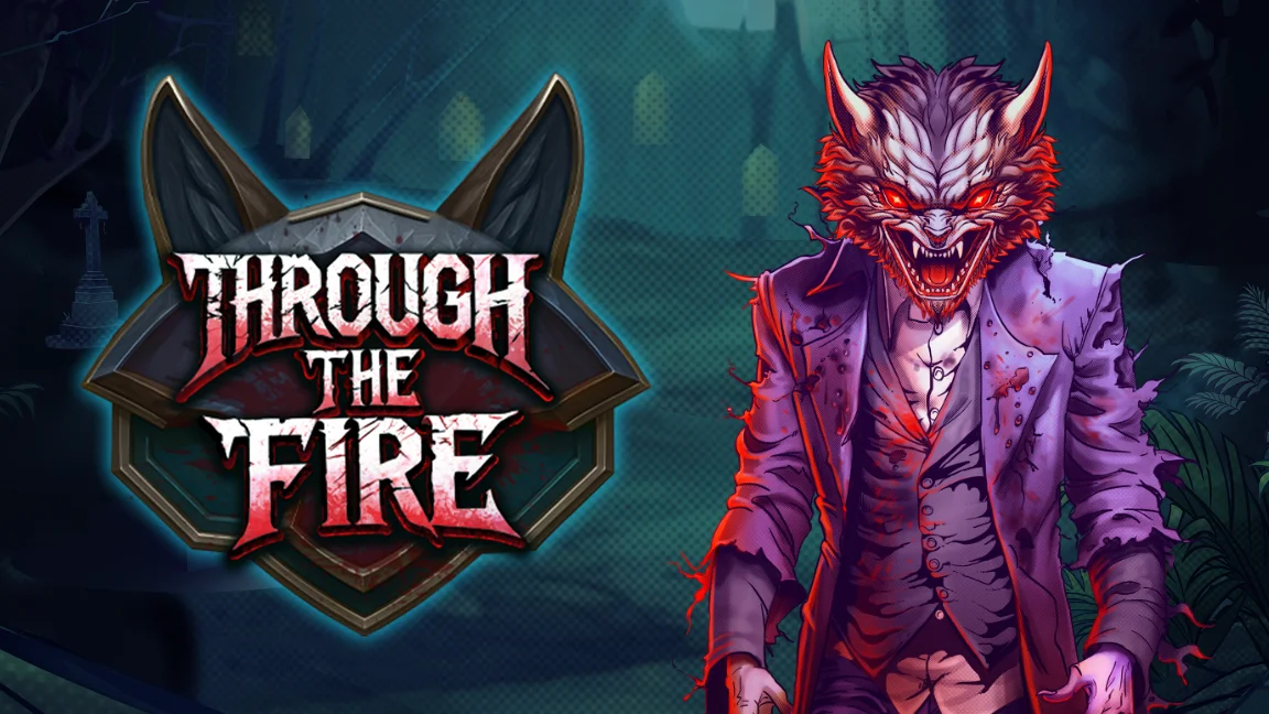 The promotional header for Through the Fire, an online slot game on Betty.ca.