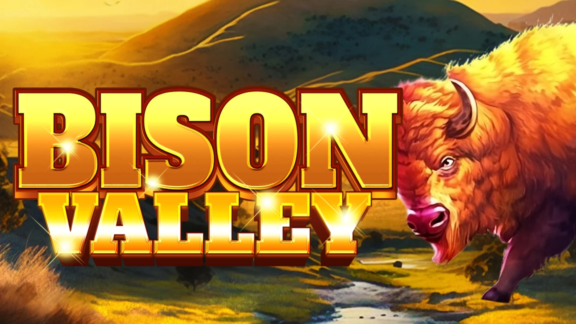 The promotional header for Bison Valley, an online slot game on Betty.ca.