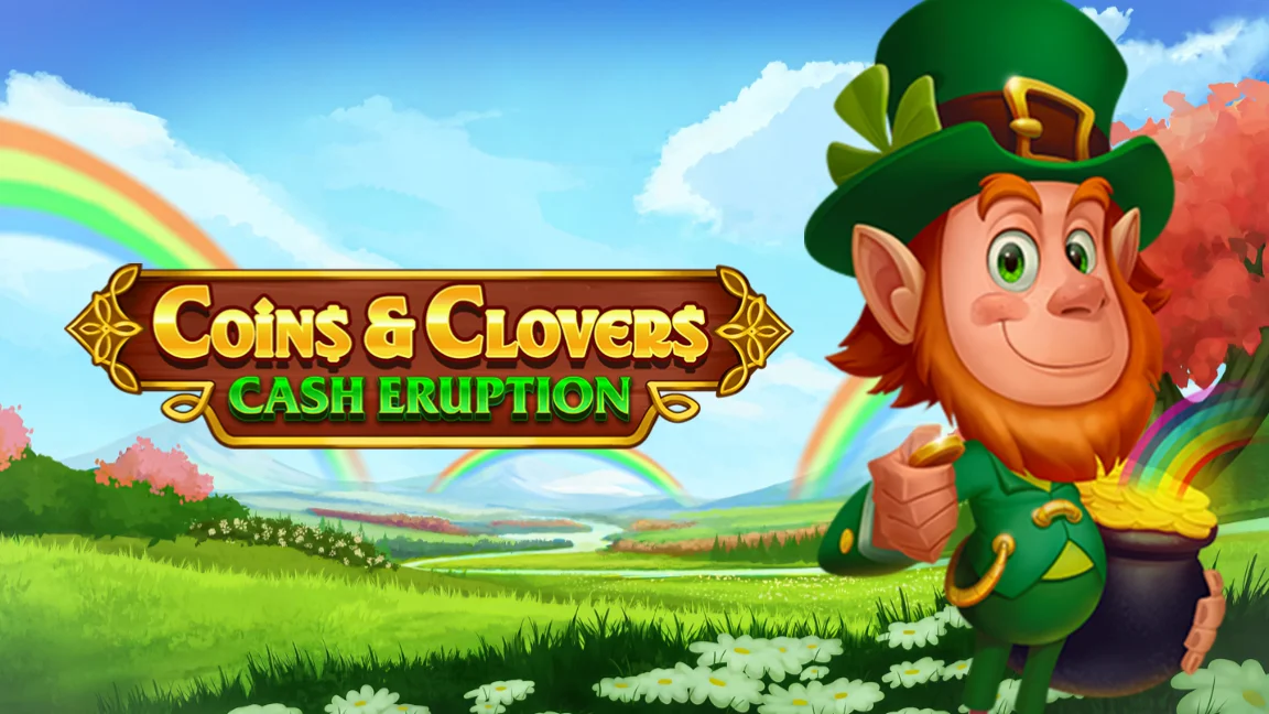 The promotional header for Cash Eruption Coins & Clovers, an online slot game on Betty.ca.