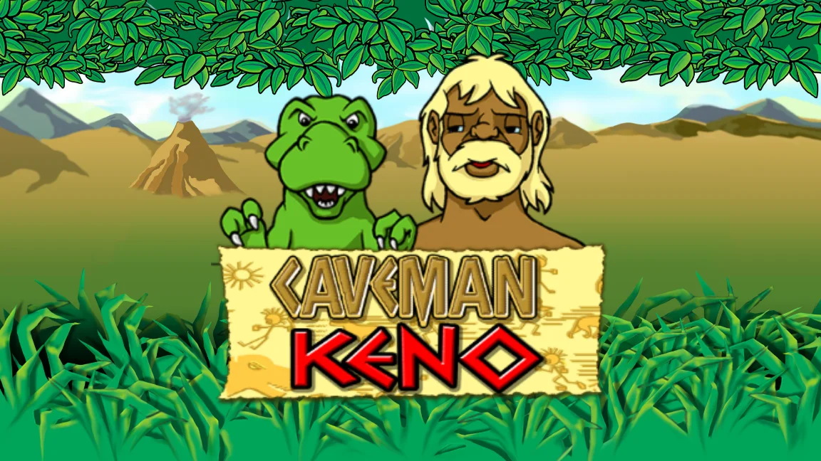 The promotional header for Caveman Keno, an online slot game on Betty.ca.