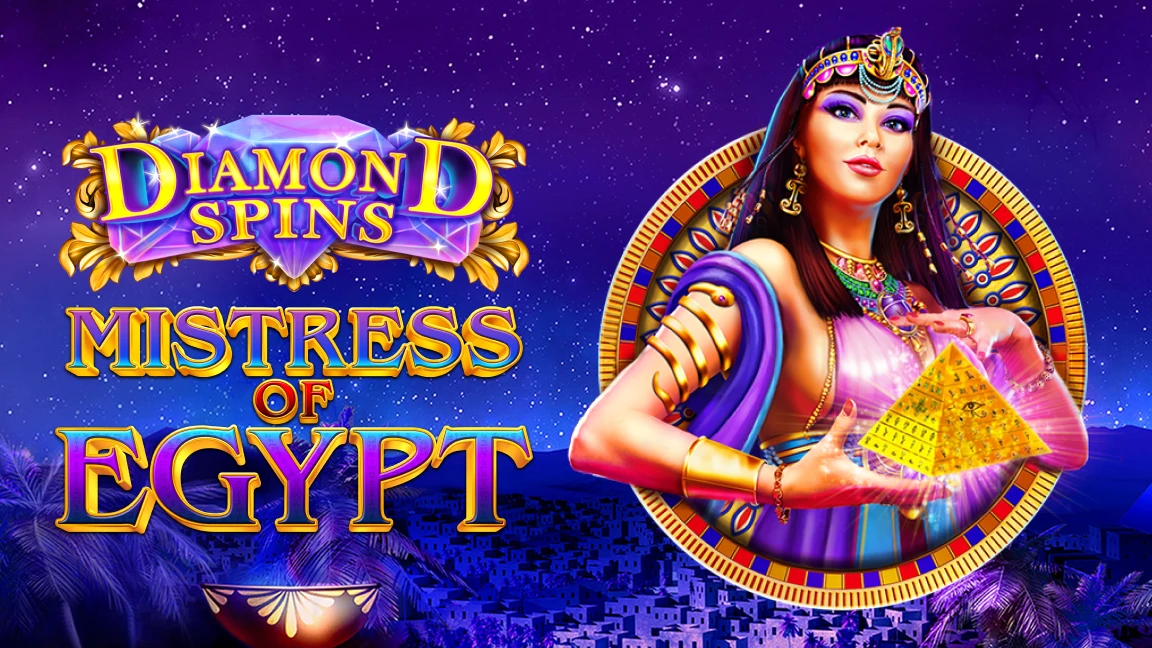 The promotional header for Diamond Spins Mistress of Egypt, an online slot game on Betty.ca.